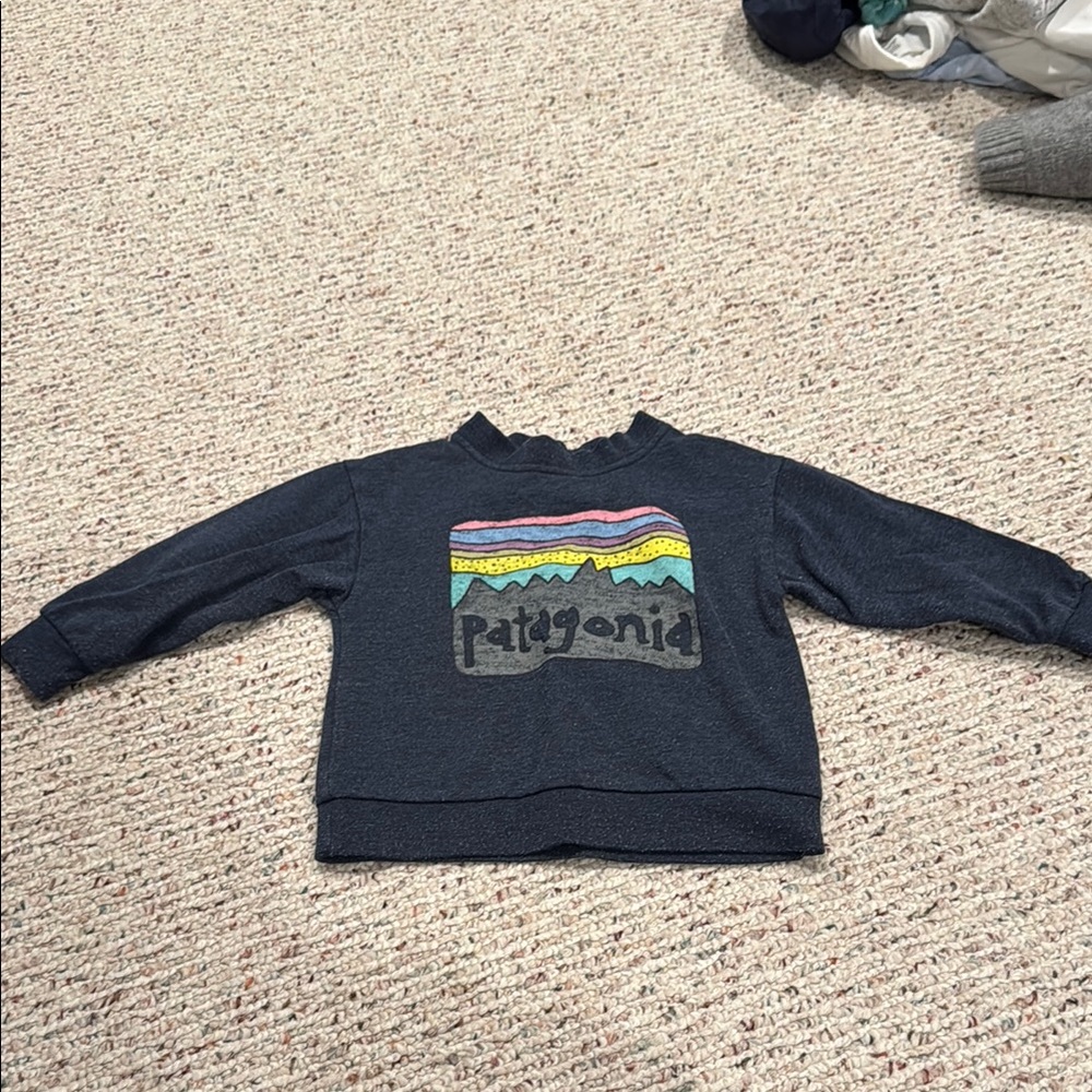 Patagonia Kids Navy Sweatshirt with Multicolor Logo
